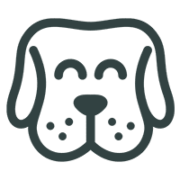 Dark green icon of happy dog