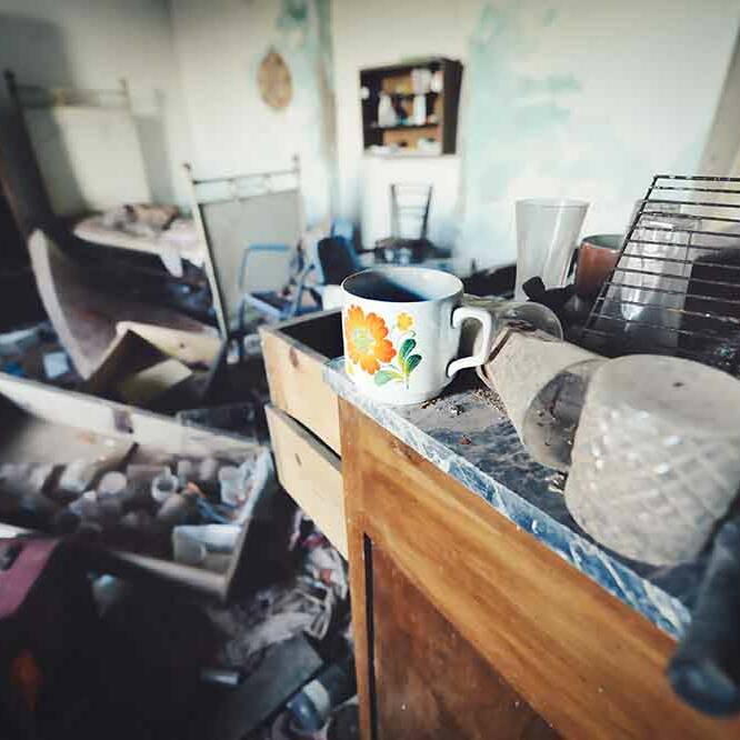Cluttered home for tips on cleaning for pest control