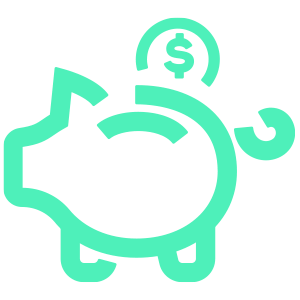 Lower money USD icon in highlight green