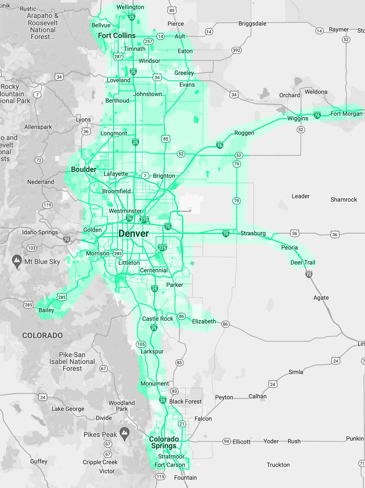 OBEX local services areas in Colorado